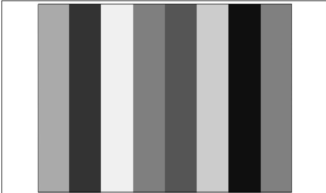 Figure 441. RGB888 BER testing pattern showing vertical bars of different grayscale intensities.